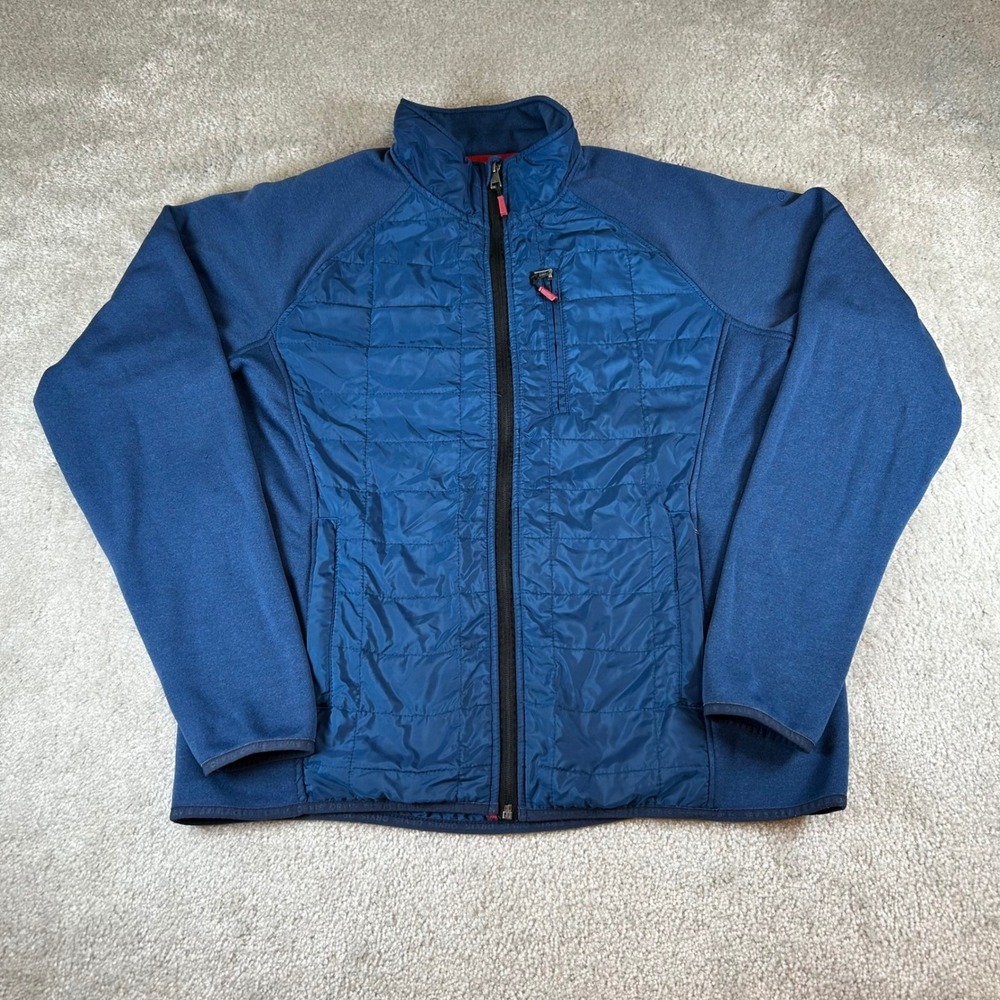 Orvis Men's Hybrid Quilted Full Zip Jacket Navy Blue Mock Neck Size Medium